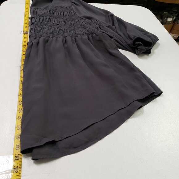 Torrid Womens Dark Cottagecore Smocked Babydoll Top Size 1X Gray Peasant Prairie - Picture 10 of 12